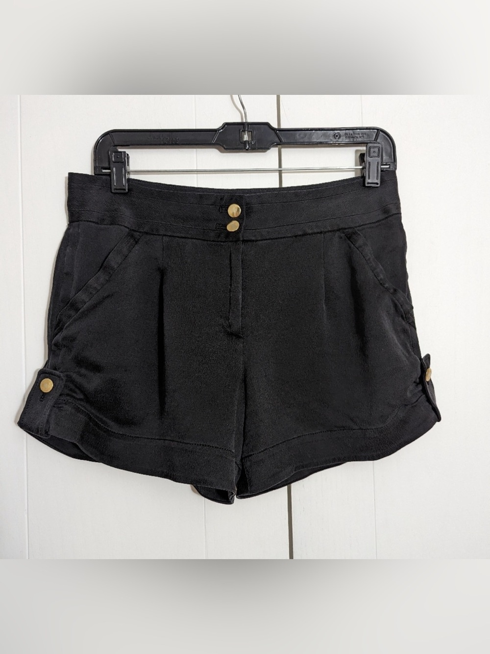 DVF black silk shorts